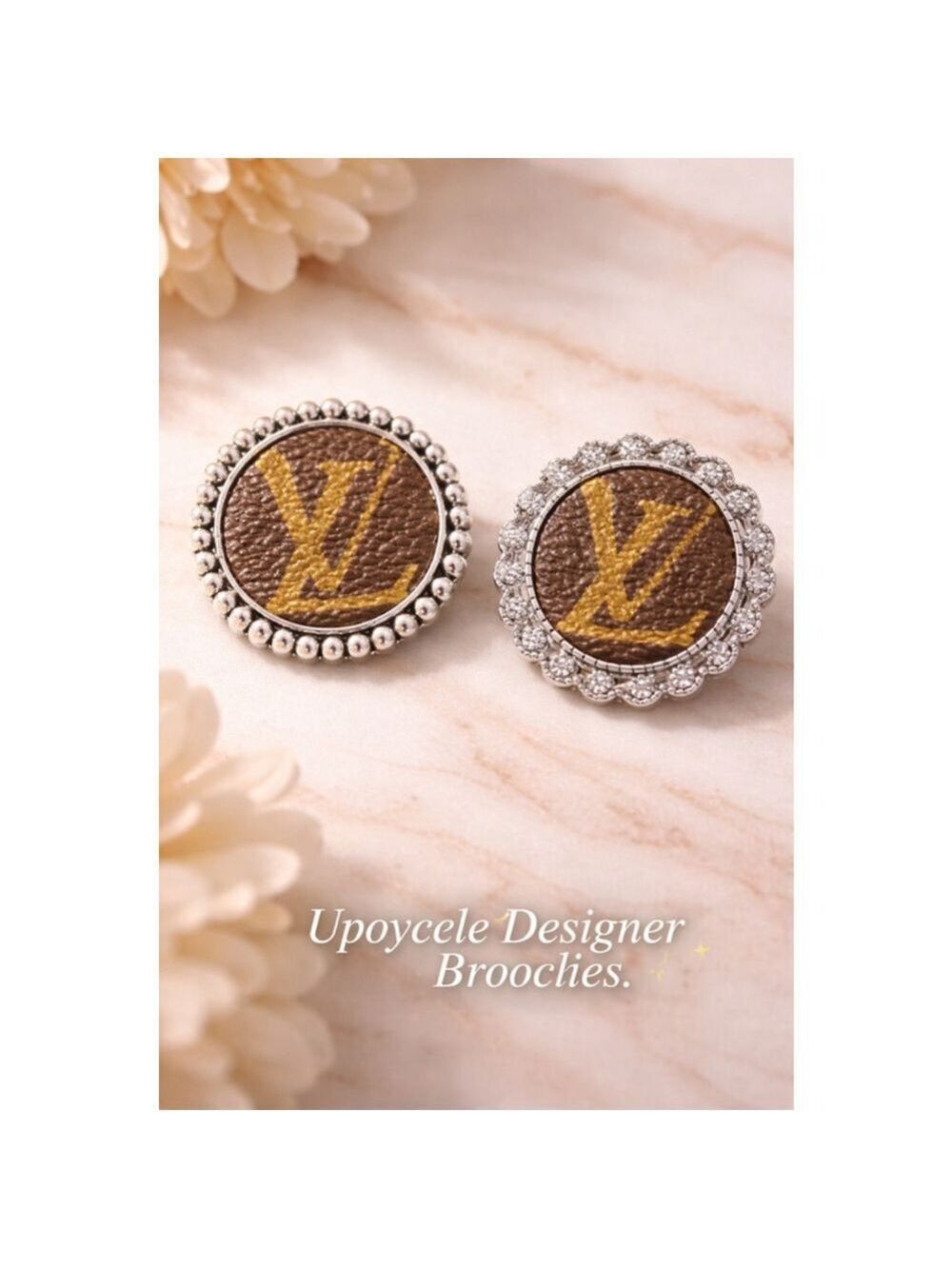 Designer Canvas Statement Brooch Set | Silver Beaded & Rhinestone Style